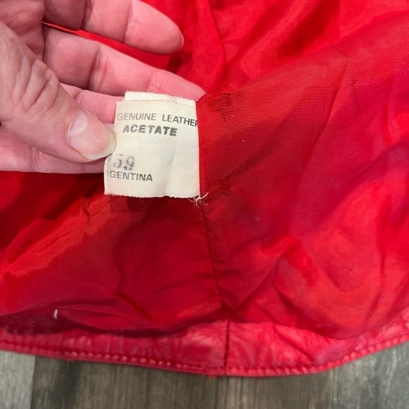 Comint 1980’s RED Leather Suede Snap Front Jacket Coat Sz L Argentina vintage - Picture 11 of 13